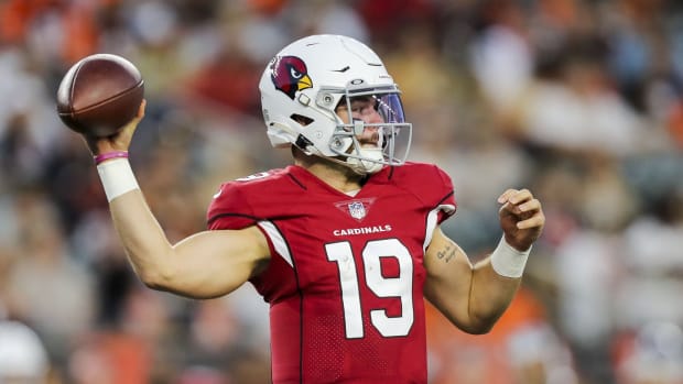 Arizona Cardinals quarterback Trace McSorley (19) throws a pass against the Cincinnati Bengals in the first half at Paycor Stadium. Mandatory Credit: Katie Stratman-USA TODAY Sports